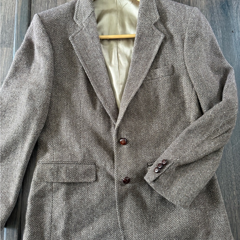 Vintage Brown Herringbone Blazer Men’s
